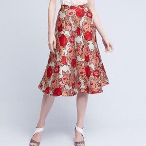 ANTHROPOLOGIE RED ROSE JACQUARD SKIRT by RACHEL ANTONOFF 2
